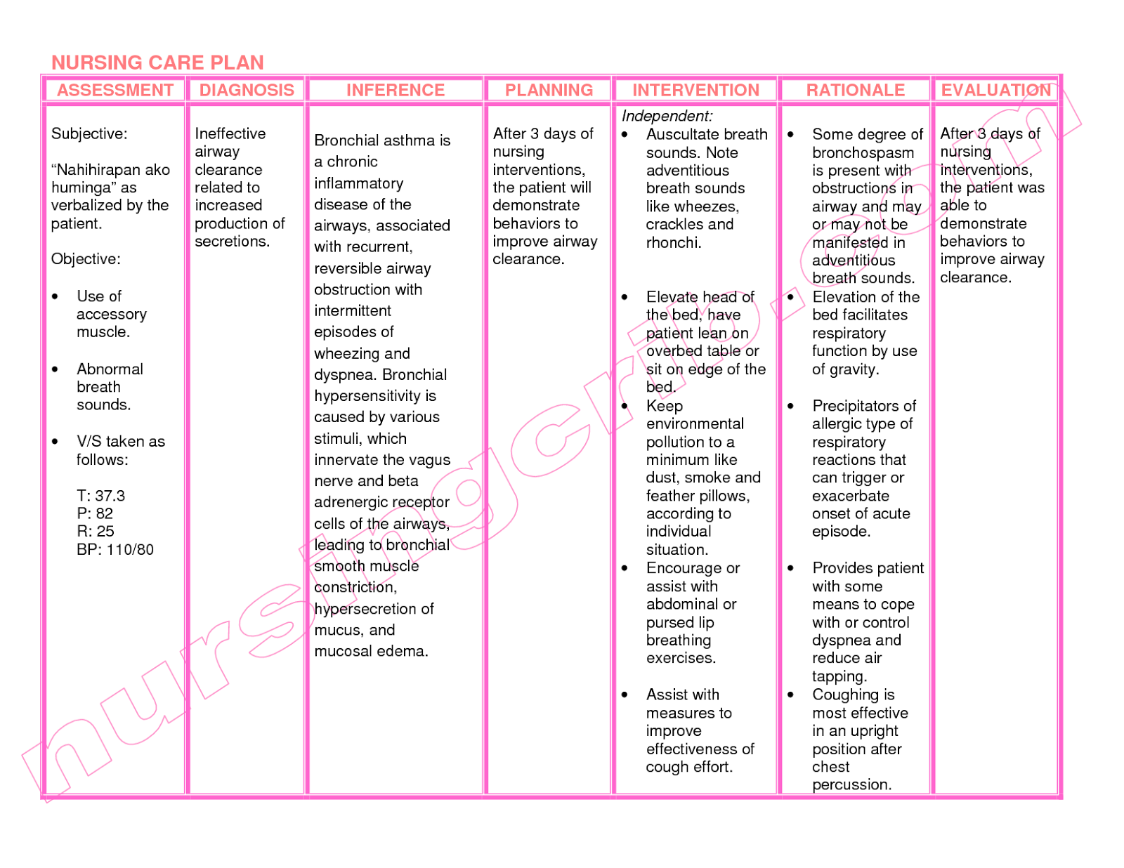 10+ Nursing Care Plan Examples – PDF, Word